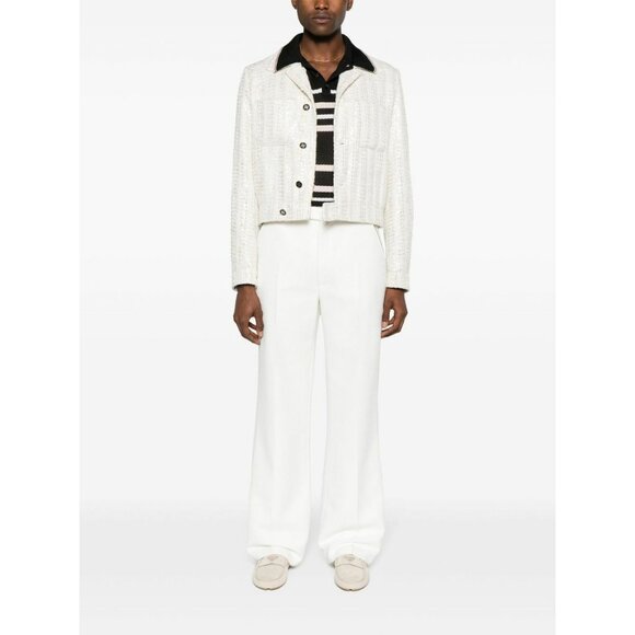 NWT $3706 Amiri Sequin Embellished Tweed Jacket Alabaster Size 54 - Picture 4 of 13